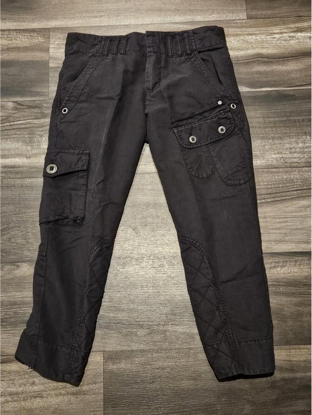 Diesel "Fly Deck" Cargo Pants Black Size 28 Cropped Ankle Zip
